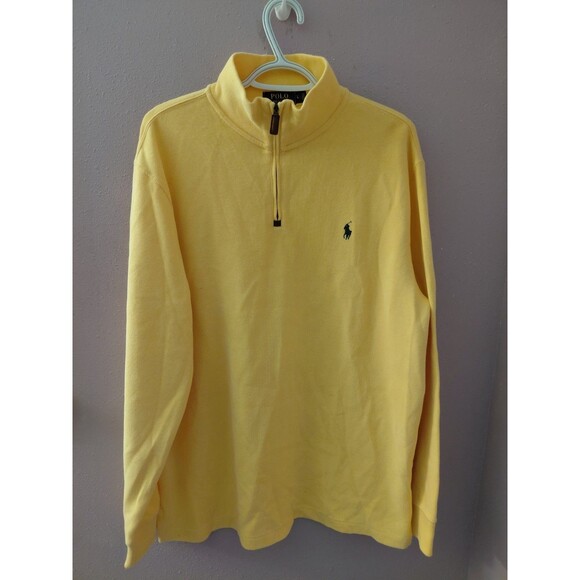 Polo Ralph Lauren Men's Quarter Zip Long Sleeve Shirt Yellow Size Large - Picture 1 of 8